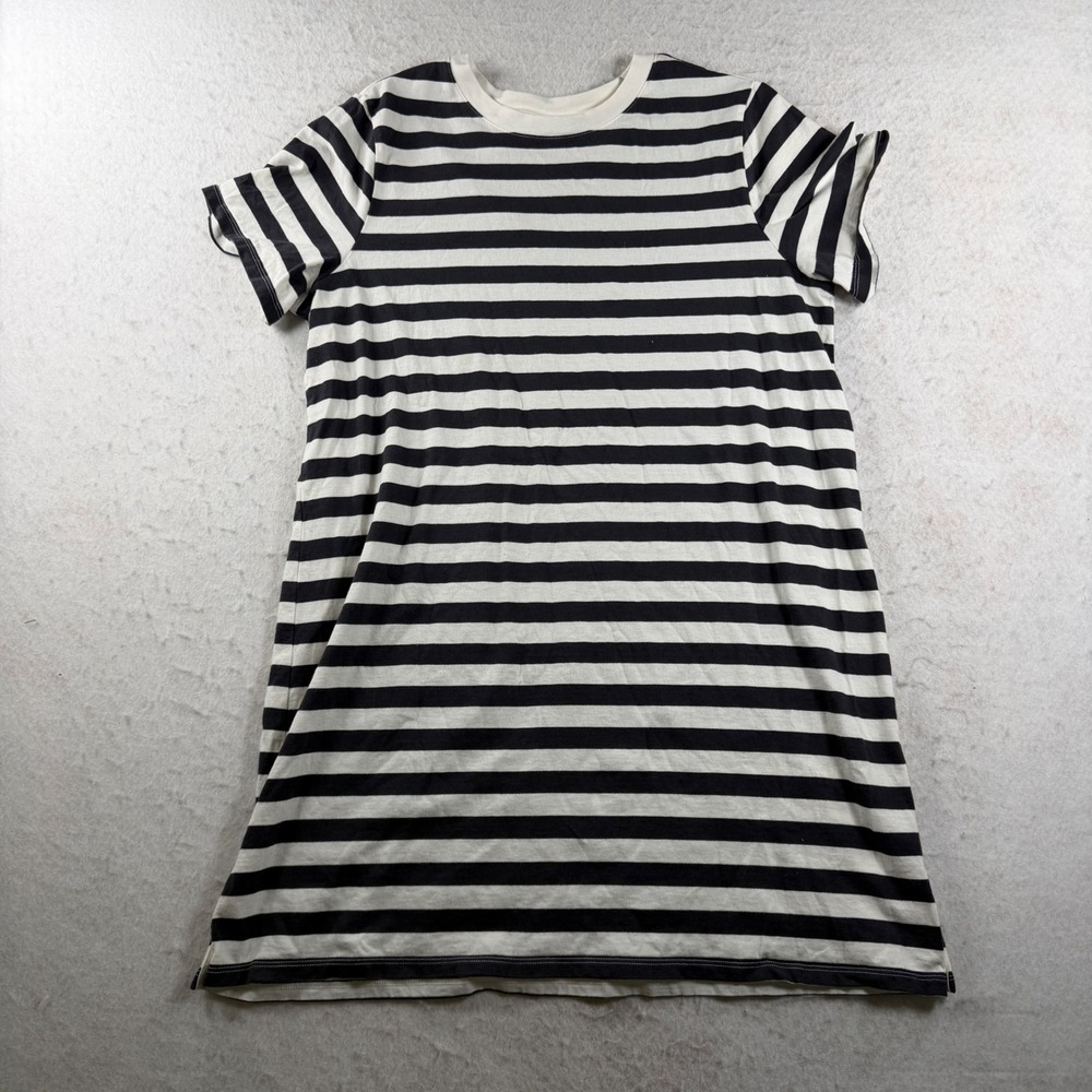 Old Navy Womens Black White Striped Short Sleeve Cotton T-Shirt Dress Large L